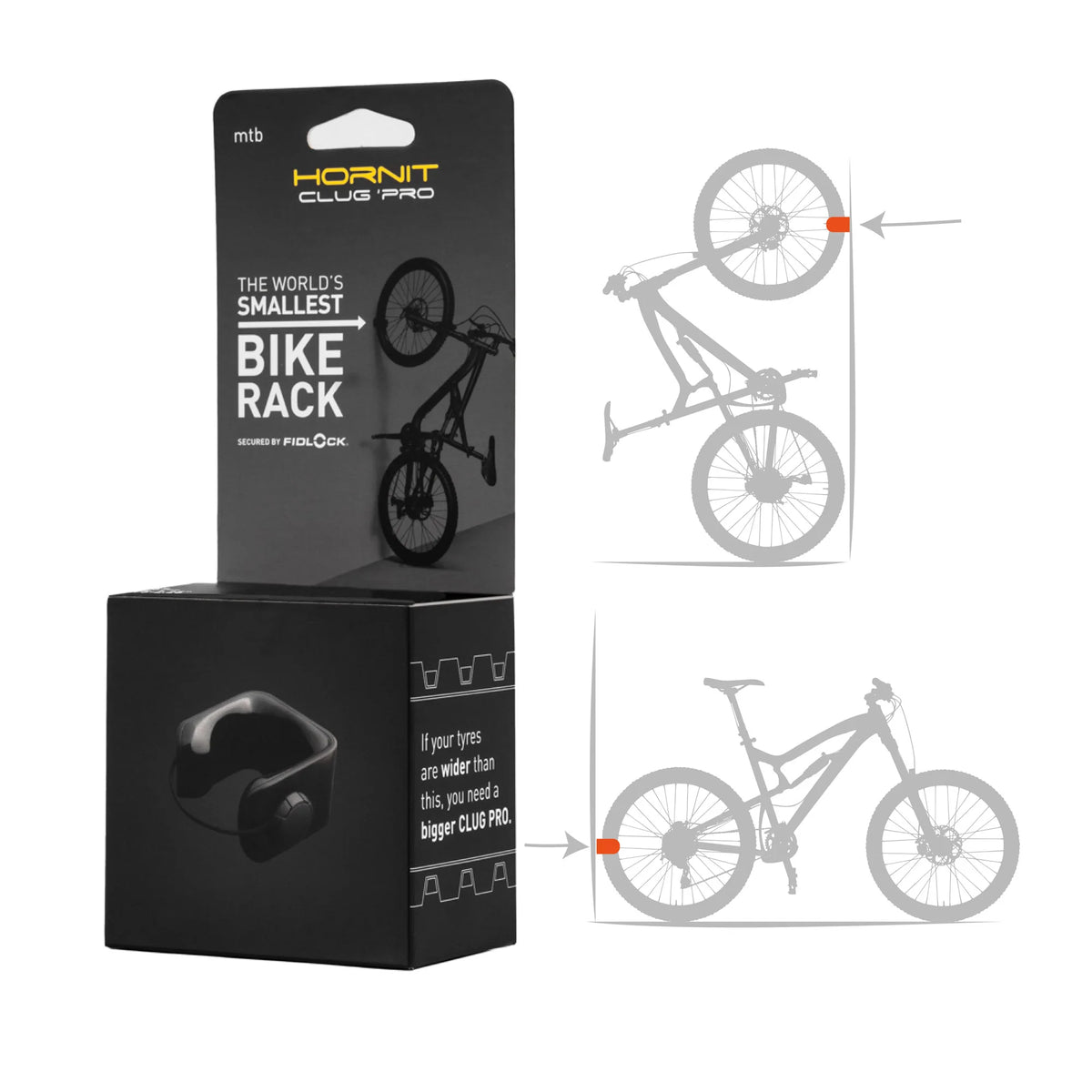 Clug PRO MTB XL 2.5"- 2.7", מתלה אופניים לקיר